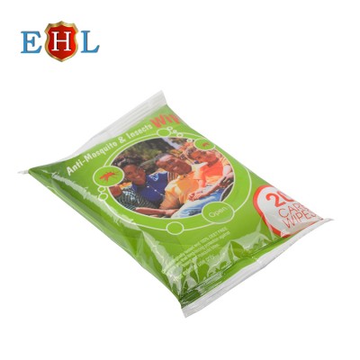 China factory no acohol tender routine anti mosquito insects repellent wipes